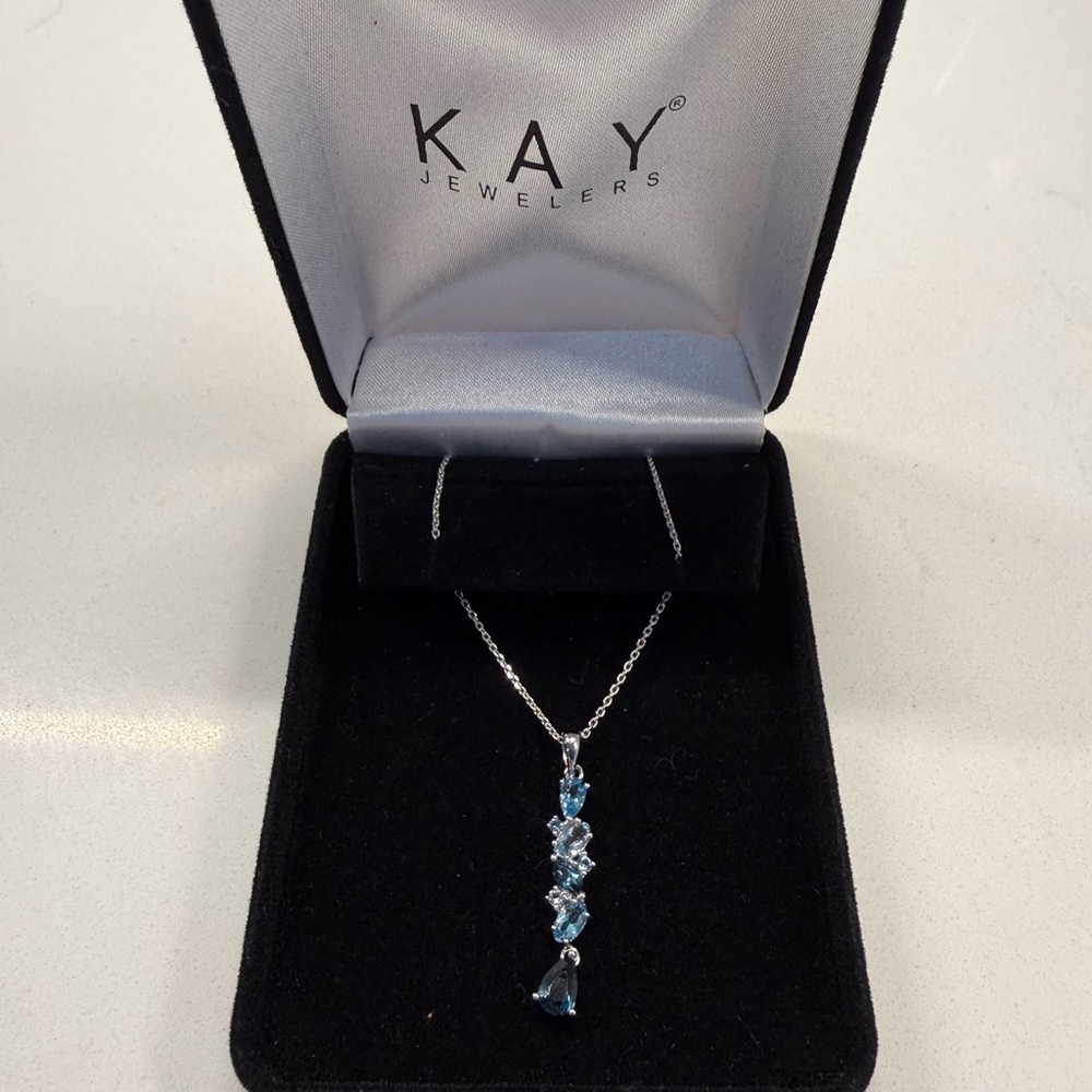 Vibrant Shades Blue Topaz Necklace Sterling Silver